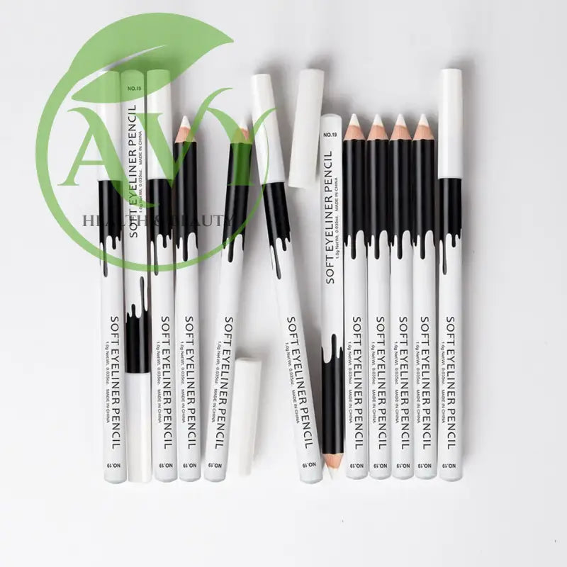 12pcs waterproof white eyeliner pencils arranged in a set