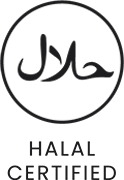 Halal symbol with HALAL CERTIFIED text for Booster Energy Pokemon Violet product.