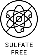 Circular atom symbol with orbiting electrons and sulfate free text for Avy’s Peptide Moisturizer.