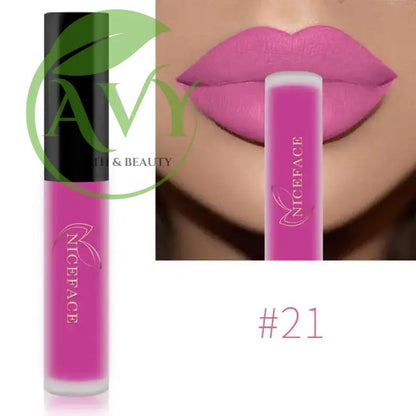 Shade #21 pink matte liquid lipstick