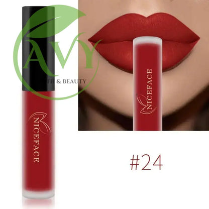 Shade #24 red matte liquid lipstick