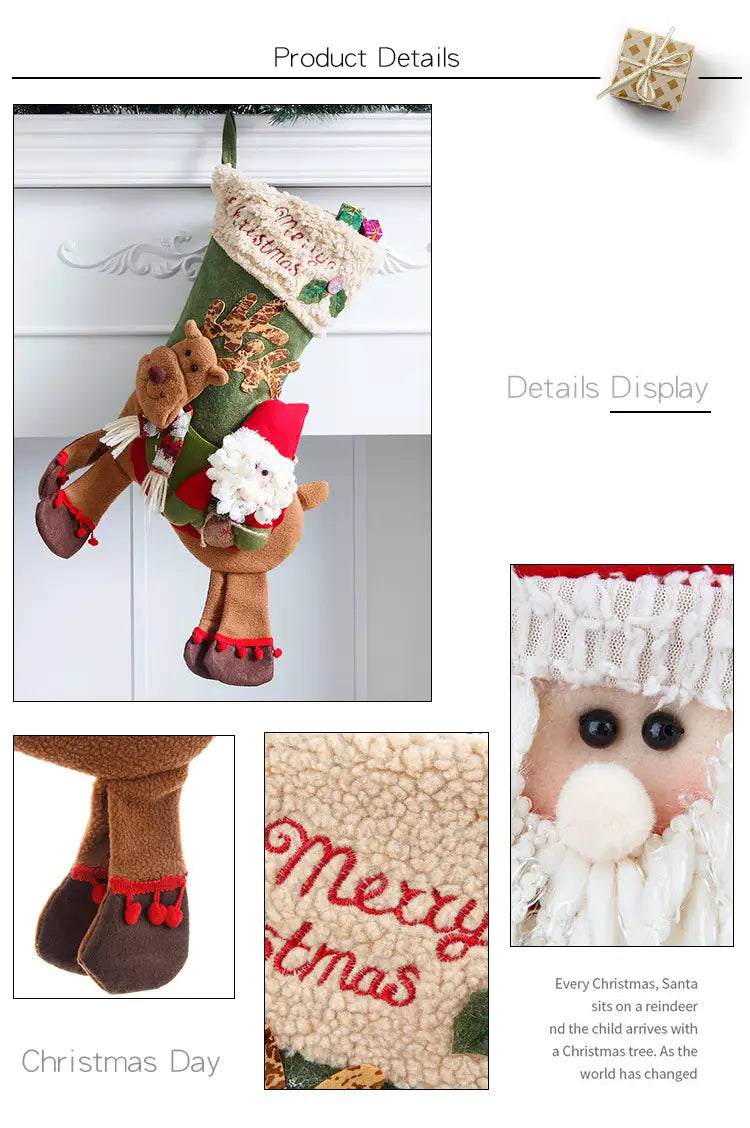 Santa Claus Christmas deer- riding socks