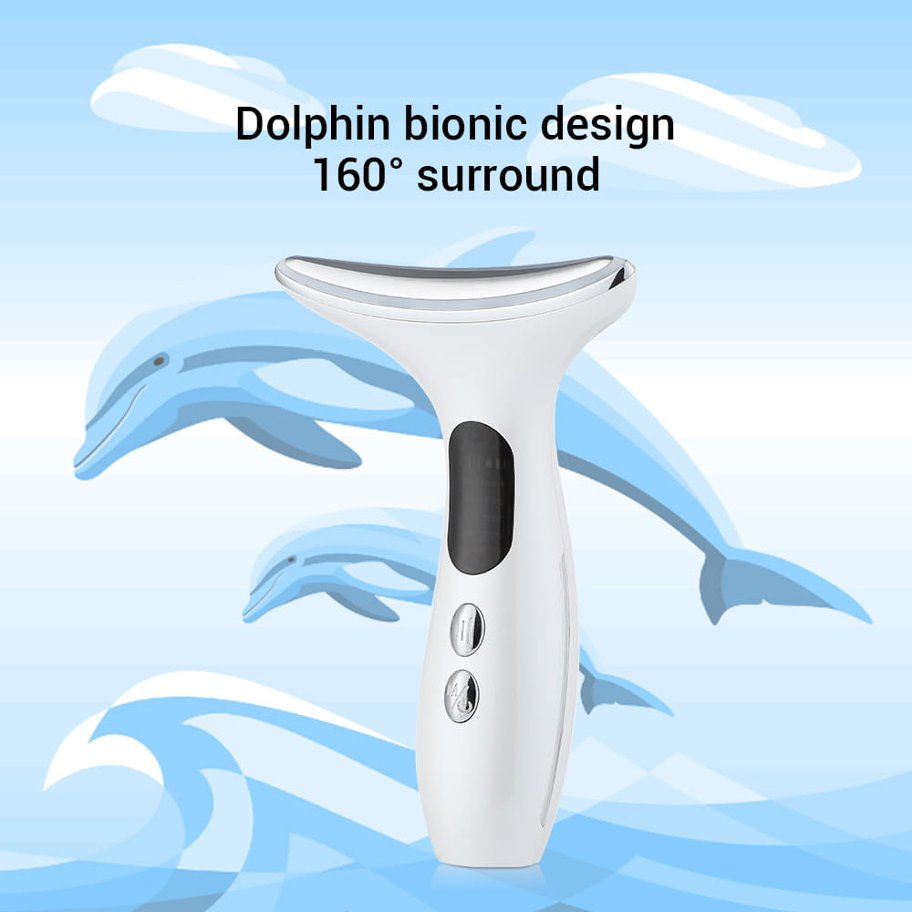 Handheld Color Light Therapy facial beauty device with a dolphin-shaped design.