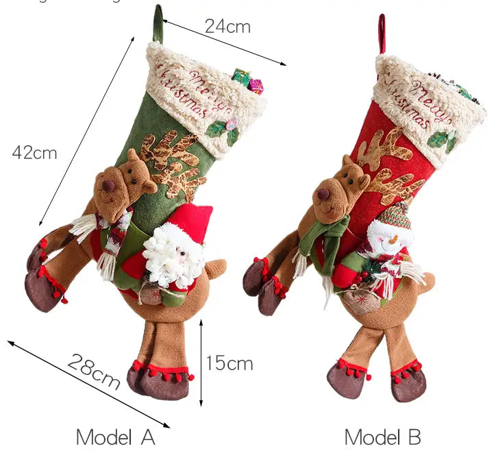 Santa Claus Christmas deer- riding socks