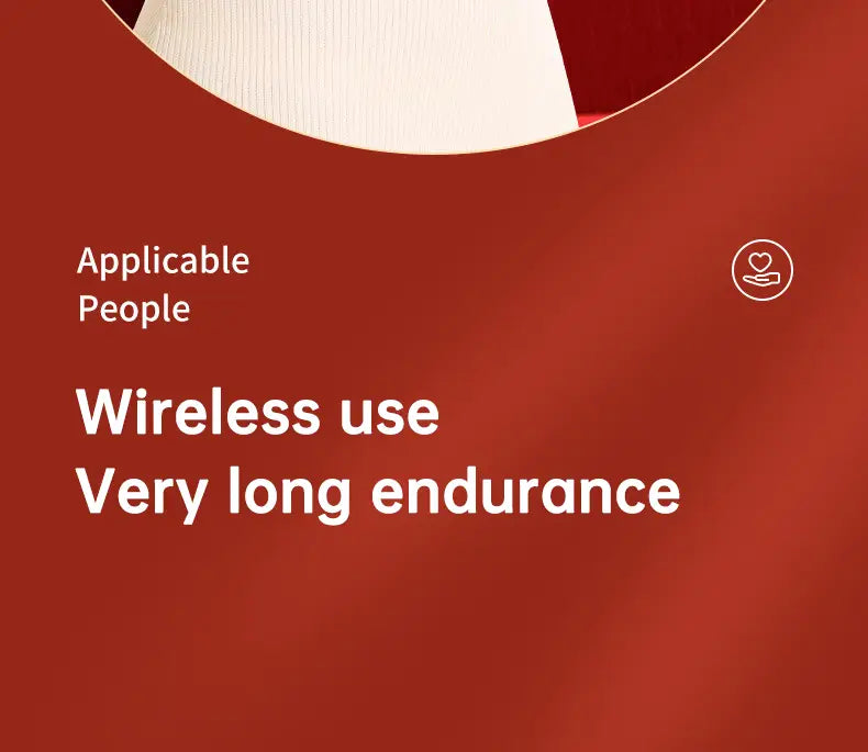 Red graphic promoting wireless use and long endurance for Rechargeable Electric Cupping.