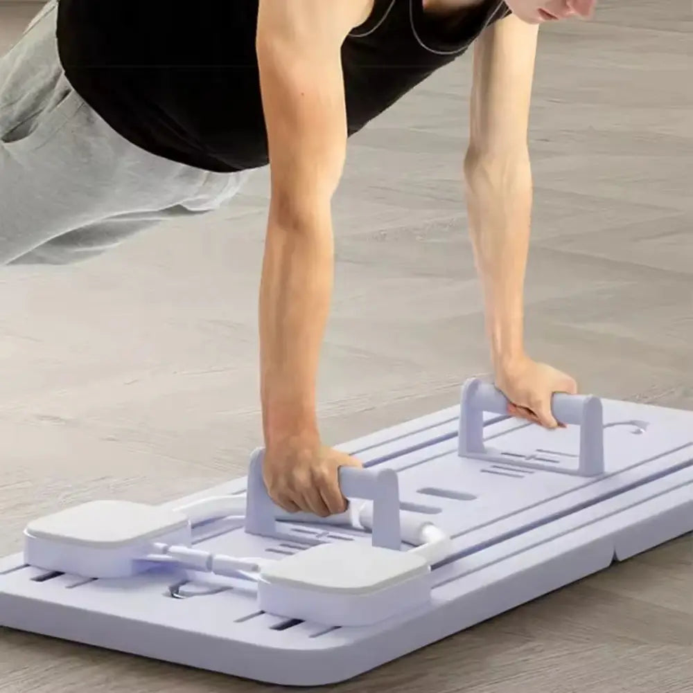 Portable push-up board with adjustable hand positions for 4-in-1 Multi-Purpose Fitness Board