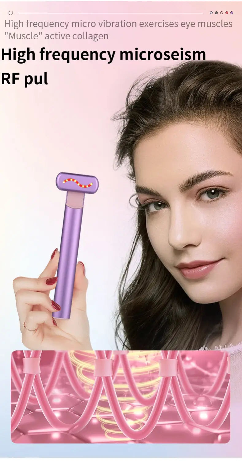 Purple LED Eye Massager, a facial therapy wand for rejuvenating and revitalizing skin.