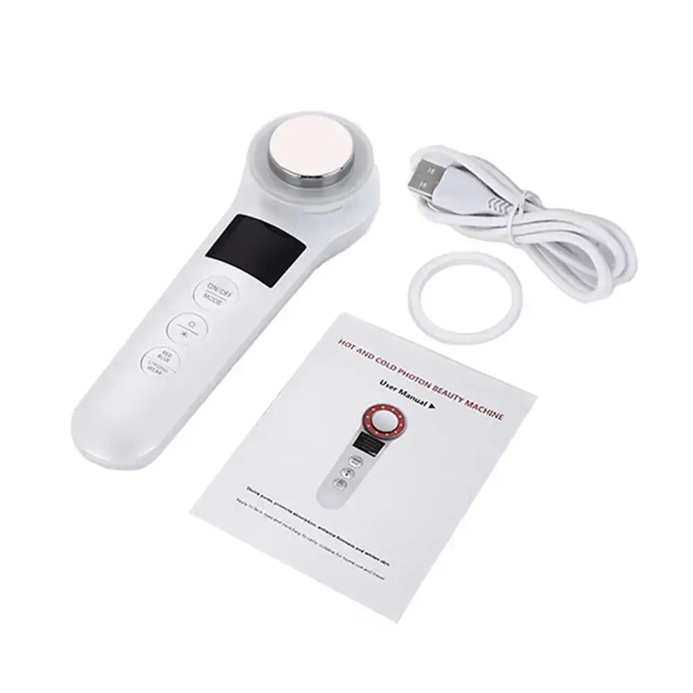 Ultimate Spa Experience: Professional Facial Lifting Vibration Massager with Hot/Cold Hammer and Ultrasonic Cryotherapy