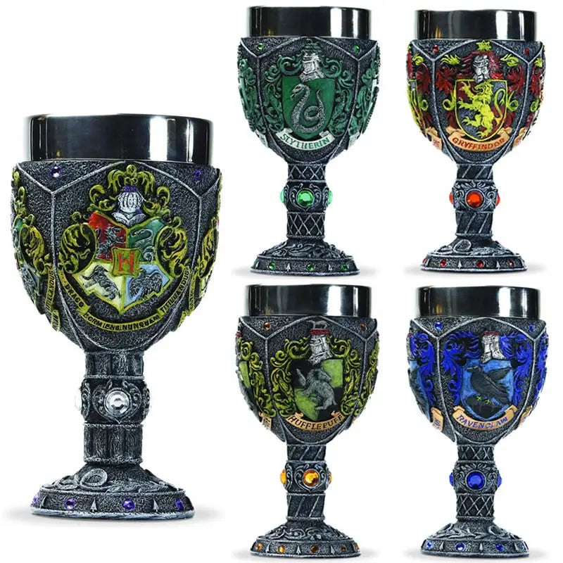 Handmade Stainless-Steel Goblet & 3D Resin Artistic Wine Glasses