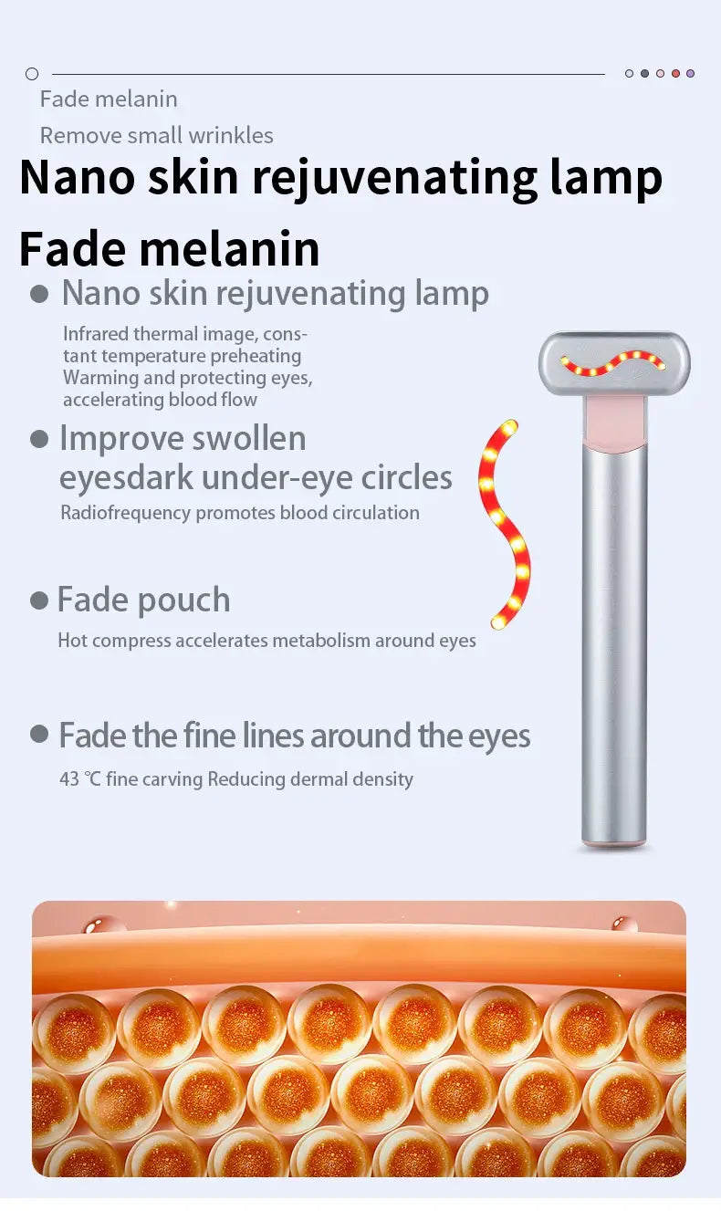 Handheld LED Eye Massager for skin rejuvenation and melanin fading with facial therapy wand.