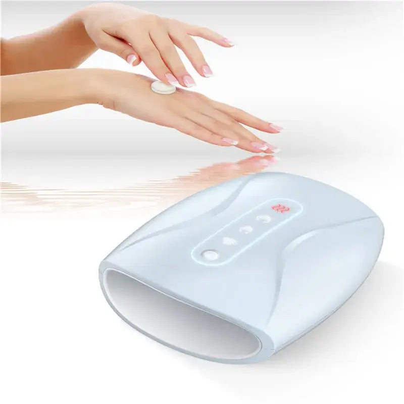 Hand-held electronic device for drying nail polish, paired with Electric Hand Massager.