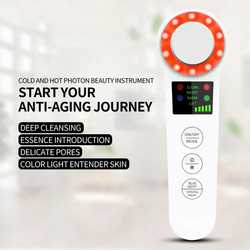 Ultimate Spa Experience: Professional Facial Lifting Vibration Massager with Hot/Cold Hammer and Ultrasonic Cryotherapy