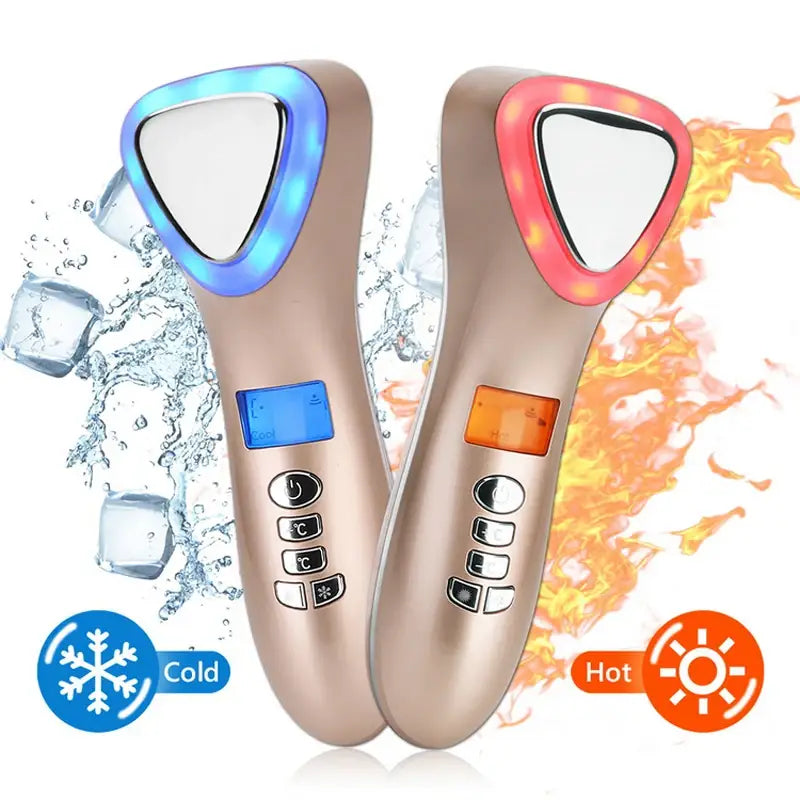 Ultrasonic Cryotherapy Hot/Cold Hammer Facial Lifting Vibration Massager