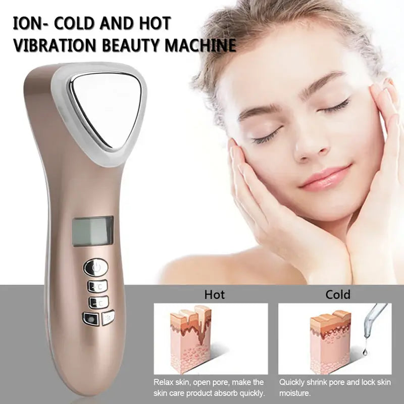 Ultrasonic Cryotherapy Hot/Cold Hammer Facial Lifting Vibration Massager