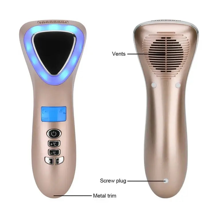 Ultrasonic Cryotherapy Hot/Cold Hammer Facial Lifting Vibration Massager