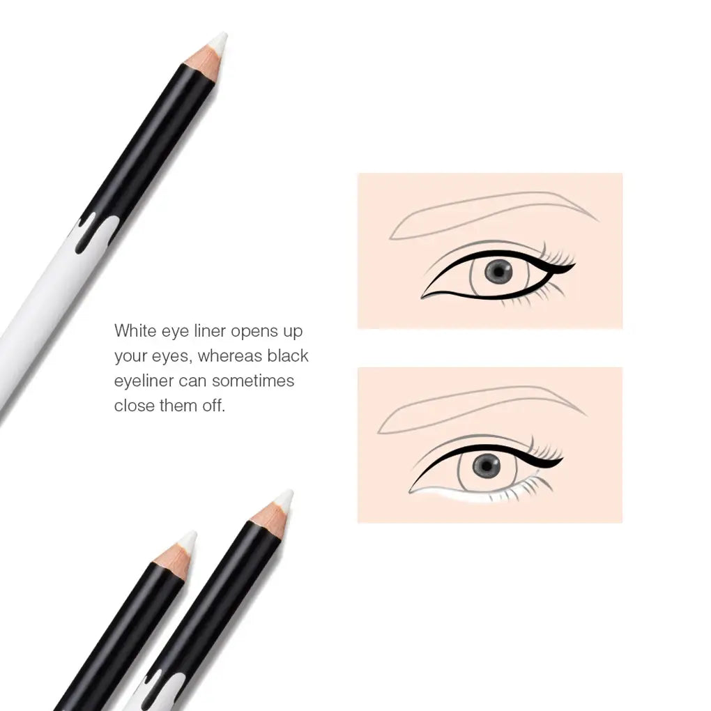 Eyeliner pencils showcasing eye makeup techniques with 12pcs Long-Lasting Waterproof White Eyeliner.