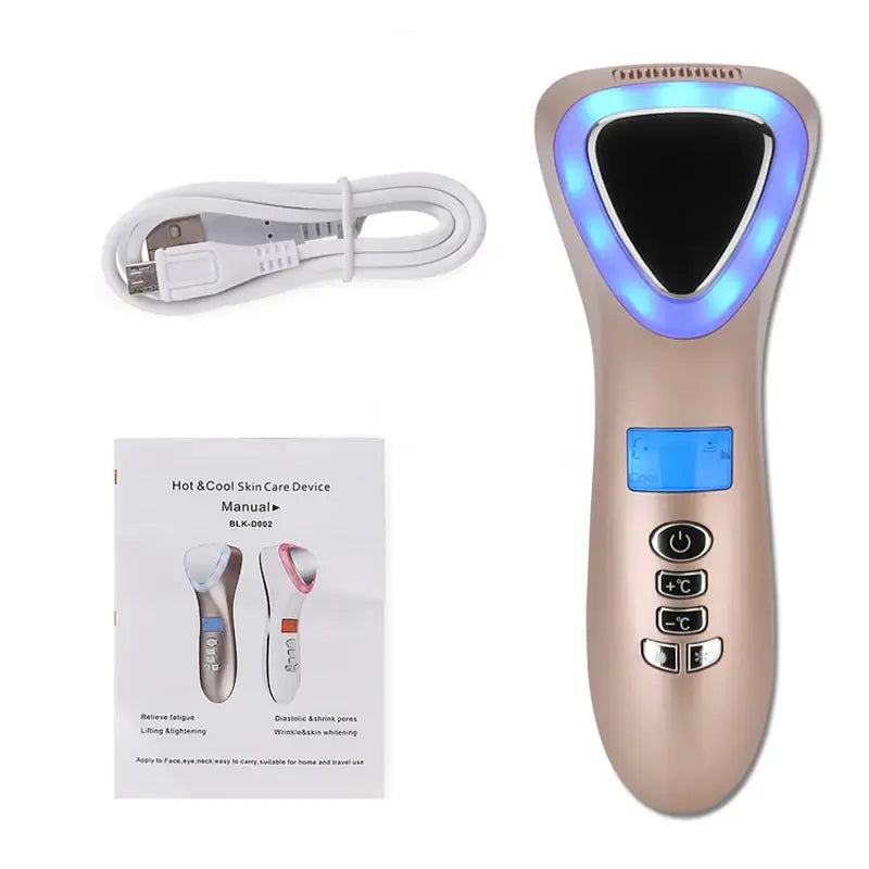 Ultrasonic Cryotherapy Hot/Cold Hammer Facial Lifting Vibration Massager