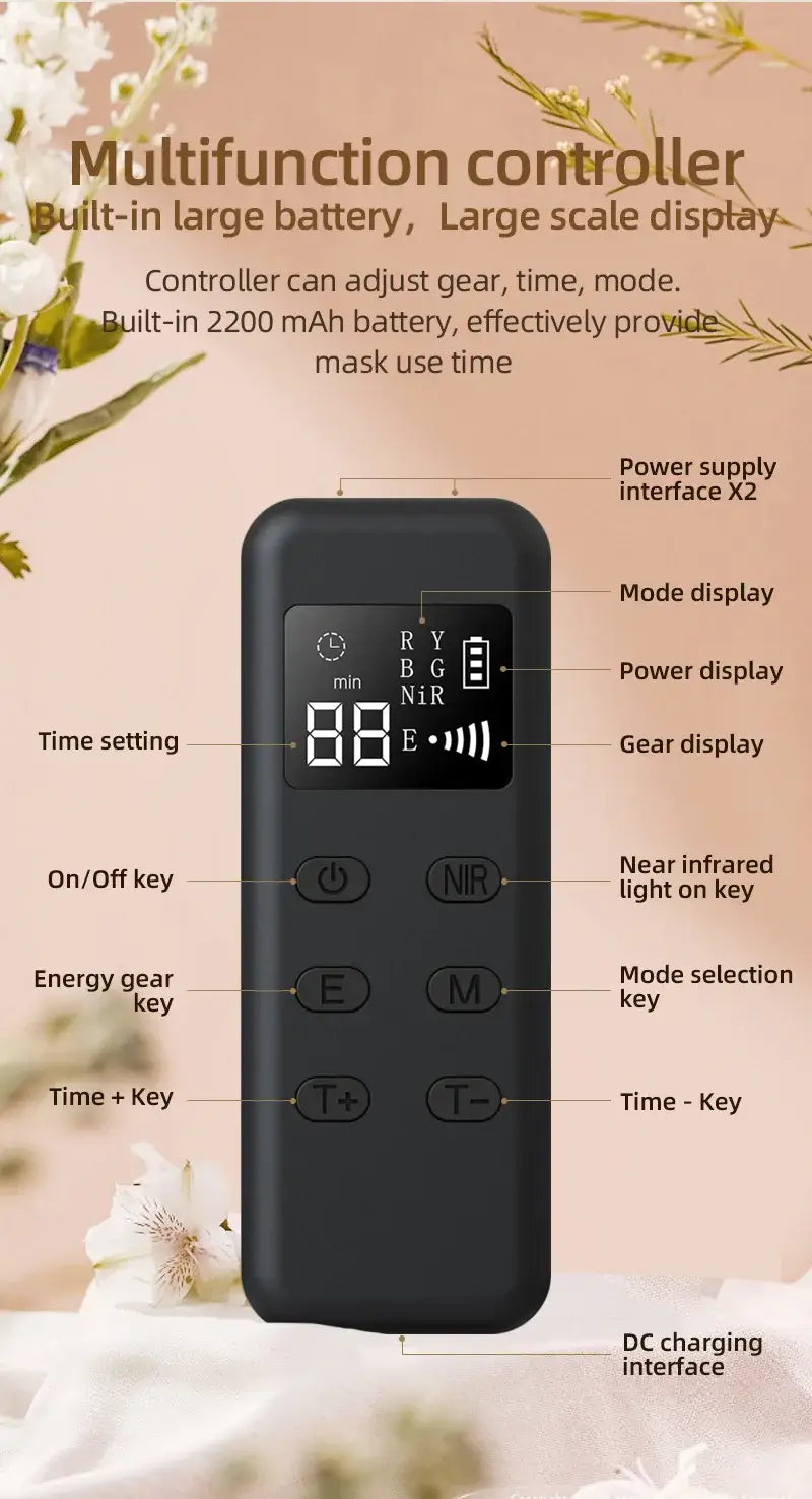 Multifunction controller for Beauty LED Silicone Mask with Infrared Red-Light Therapy.