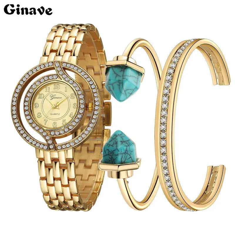 Quartz Watch Jewelry Set - Stylish Boutique Trends in Geneva Style for Christmas and Birthday Gifts