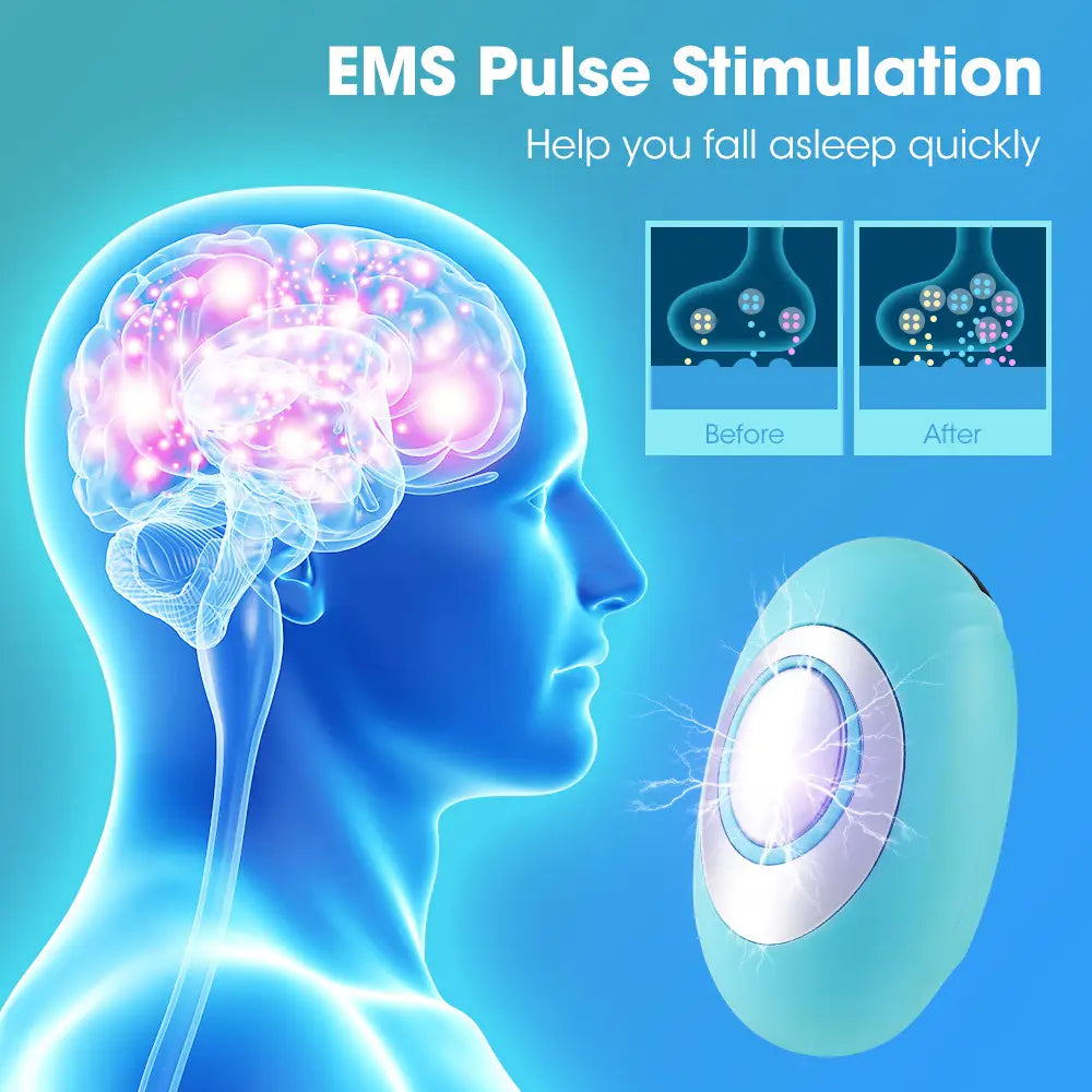 Illustration of Microcurrent Pulse Massage Device for sleep aid and anxiety relief.