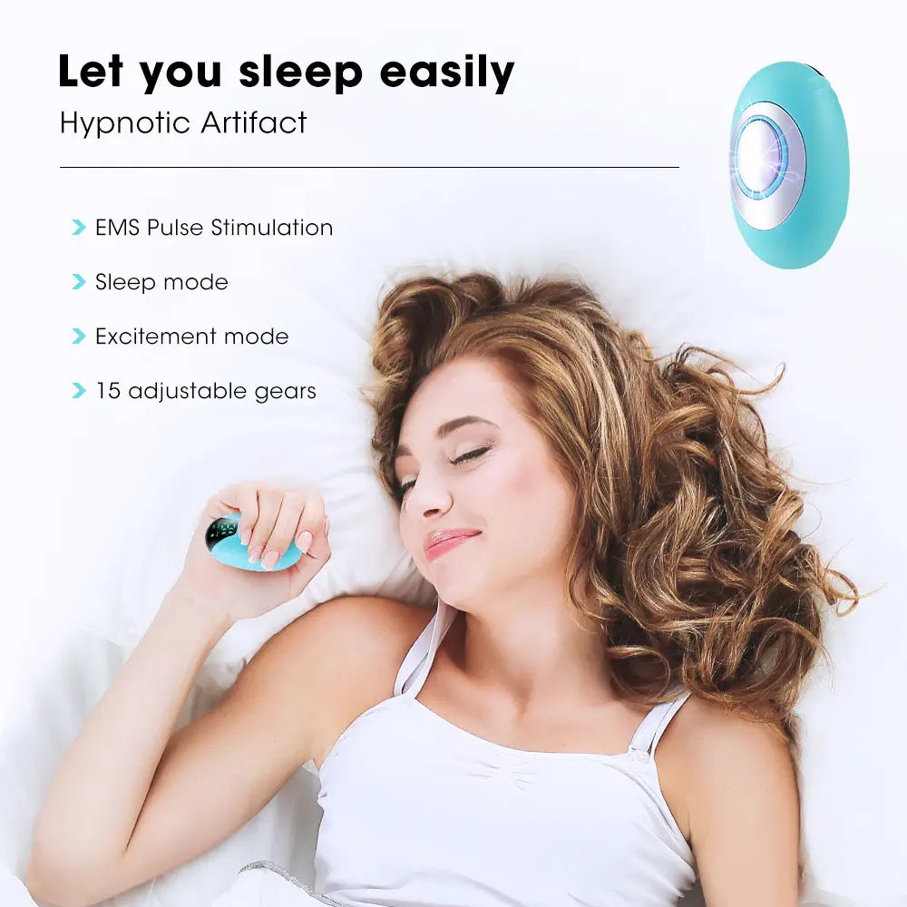 Teal microcurrent pulse massage device for sleep aid and anxiety relief for all ages.