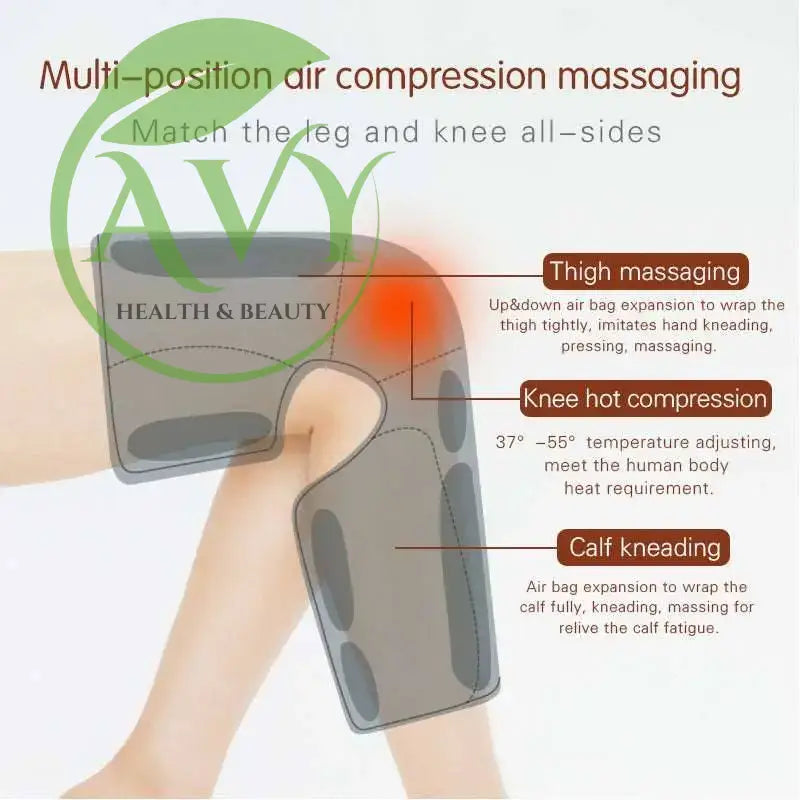 Air Wave Leg Massager with Knee Heating and Calf Kneading - Physiotherapy Instrument