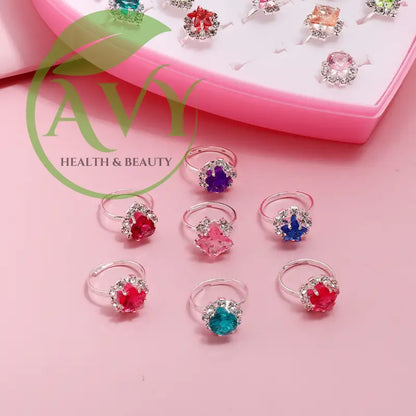 Cartoon Princess Ring Set - Fun Resin Jewelry for Little Girls Perfect Kindergarten Gift - jewlery,earrings