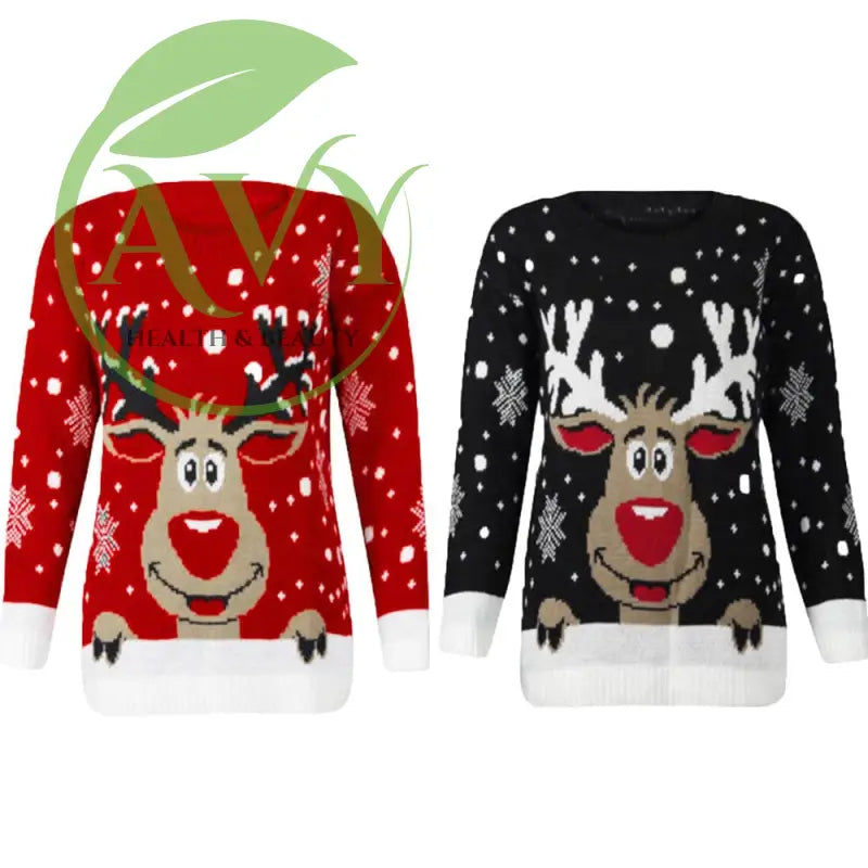 Christmas Reindeer Printed Sweater - Sweather