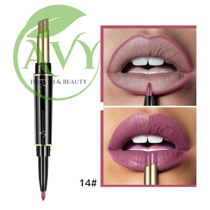 Double-ended matte lipstick, deep plum color