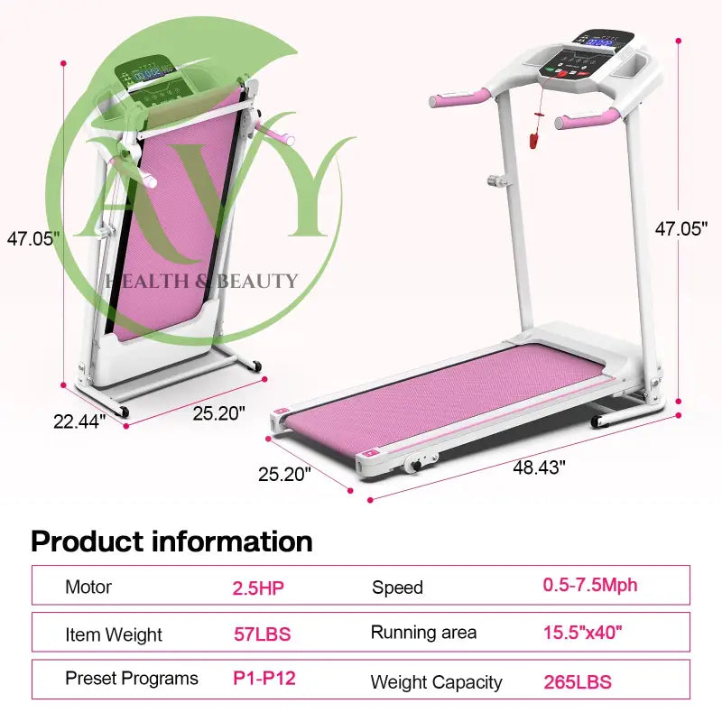 Foldable Electric Treadmill: Compact Running Machine for Home Gym with 2.5HP Motor and 265 lbs Weight Capacity - Image #5