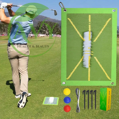 Golf Swing Training Mat: Practice Your Swing and Improve Direction with Traceable Track Ma - Image #1