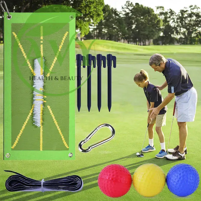 Golf Swing Training Mat: Practice Your Swing and Improve Direction with Traceable Track Ma - Image #2