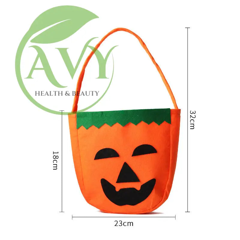 Tall pumpkin treat bag with dimensions