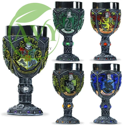 Handmade Stainless-Steel Goblet & 3D Resin Artistic Wine Glasses - Wine-glasses