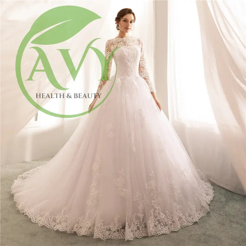 Lace A-Line Wedding Gown with Long Sleeves - Elegant New Arrival Bridal Dress - wedding gown