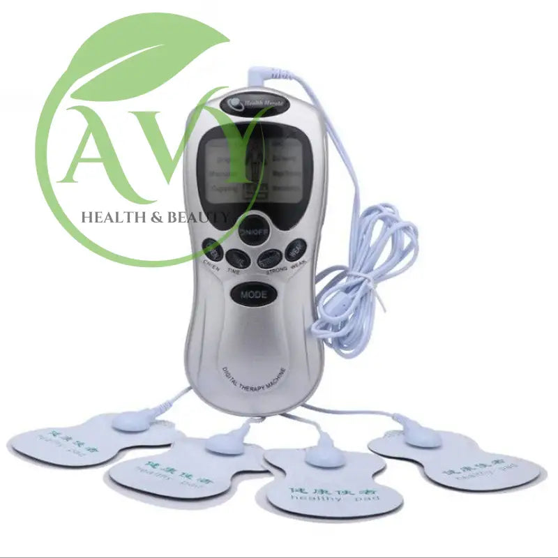 LCD Digital Tens Unit Full Body Massager with Acupuncture Therapy - Shoulder Massager Included - silver / One to four