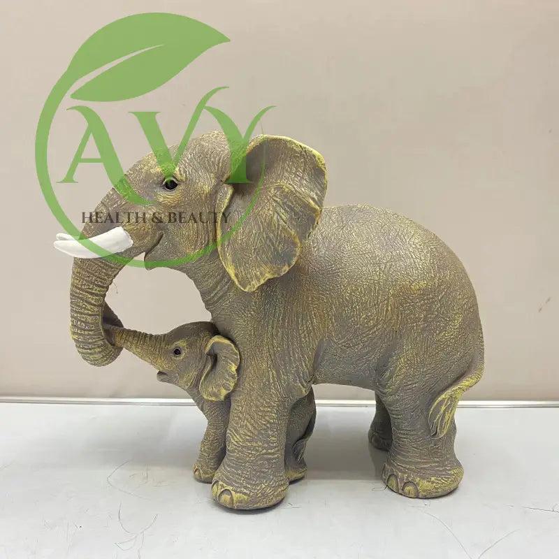 Mother and Child Elephant Resin Craft Set - Unique Home Decor and Creative Gift Idea - M556 Grayish yellow / 18*10.5*15