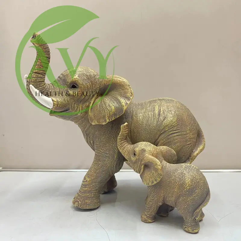 Mother and Child Elephant Resin Craft Set - Unique Home Decor and Creative Gift Idea - M557 dark yellow / 18*10.5*15