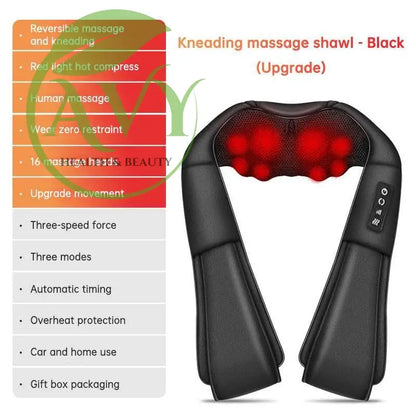 SKG Kneading Massage Shawl with Hot Compress: Electric Cervical Spine, Waist, and Back Massager for Home Use