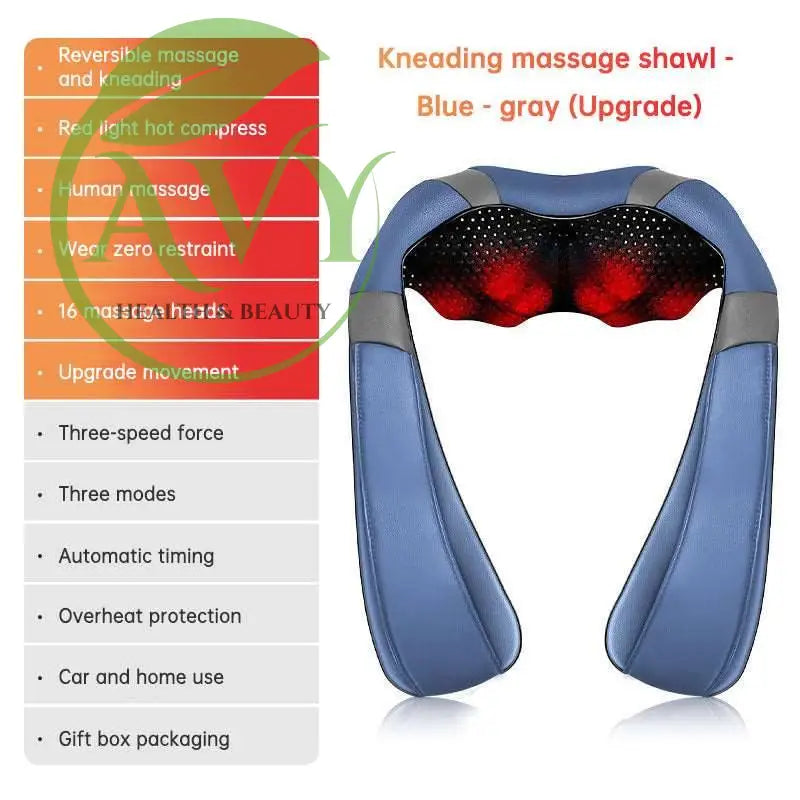 SKG Kneading Massage Shawl with Hot Compress: Electric Cervical Spine, Waist, and Back Massager for Home Use