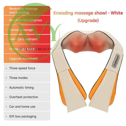 SKG Kneading Massage Shawl with Hot Compress: Electric Cervical Spine, Waist, and Back Massager for Home Use