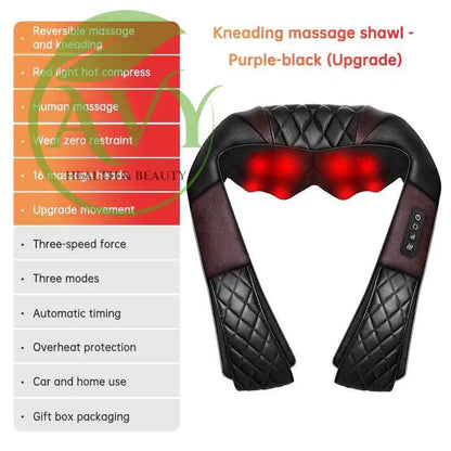 SKG Kneading Massage Shawl with Hot Compress: Electric Cervical Spine, Waist, and Back Massager for Home Use