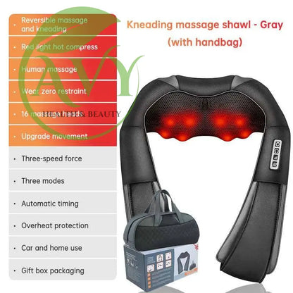 SKG Kneading Massage Shawl with Hot Compress: Electric Cervical Spine, Waist, and Back Massager for Home Use