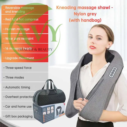 SKG Kneading Massage Shawl with Hot Compress: Electric Cervical Spine, Waist, and Back Massager for Home Use