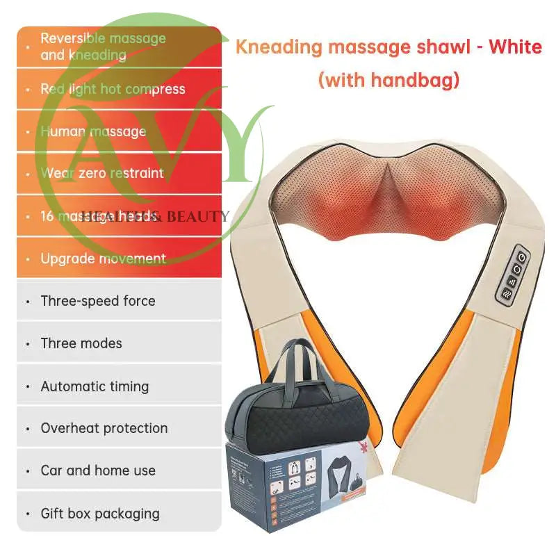 SKG Kneading Massage Shawl with Hot Compress: Electric Cervical Spine, Waist, and Back Massager for Home Use