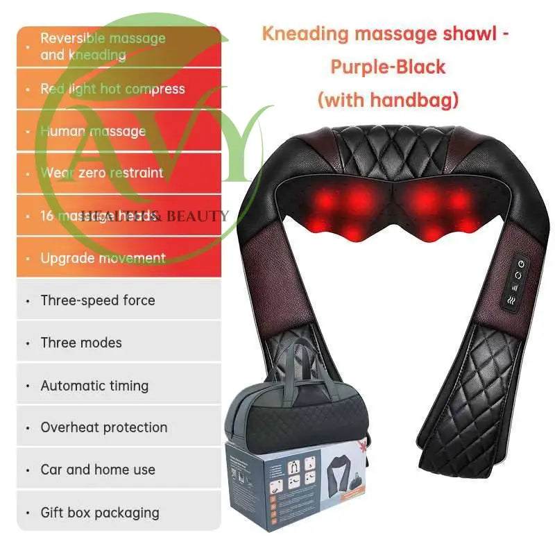 SKG Kneading Massage Shawl with Hot Compress: Electric Cervical Spine, Waist, and Back Massager for Home Use