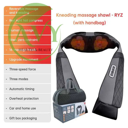 SKG Kneading Massage Shawl with Hot Compress: Electric Cervical Spine, Waist, and Back Massager for Home Use